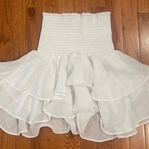 Women’s Cute White Gauze Ruffled Asymmetrical Mini Skirt Size Medium